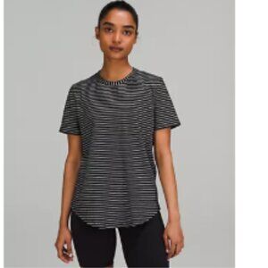 🖤 Lululemon Love Crew T-Shirt – Black/White Stripe, Size 12 (GUC)